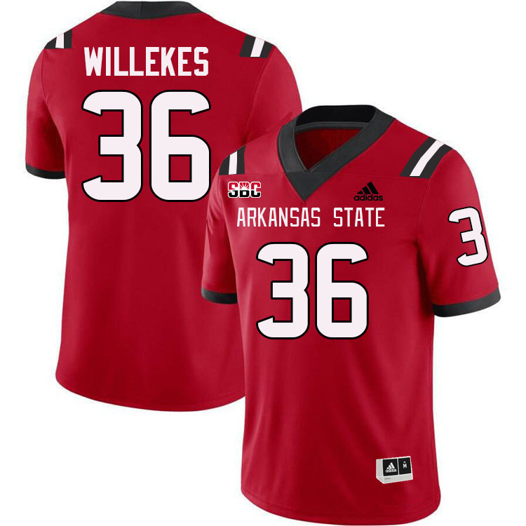 Charles Willekes Arkansas State Jersey,Arkansas State Red Wolves Football Uniforms,Jersey-Red